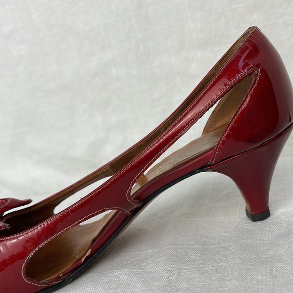 Rare Vintage Levinson’s Signature Collection Candy Apple Red Patent Shoes 60s - Picture 6 of 16